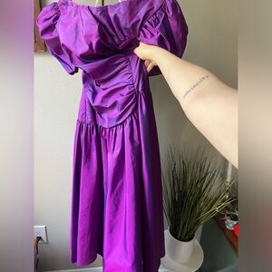 Vintage 80s prom dress, taffeta purple